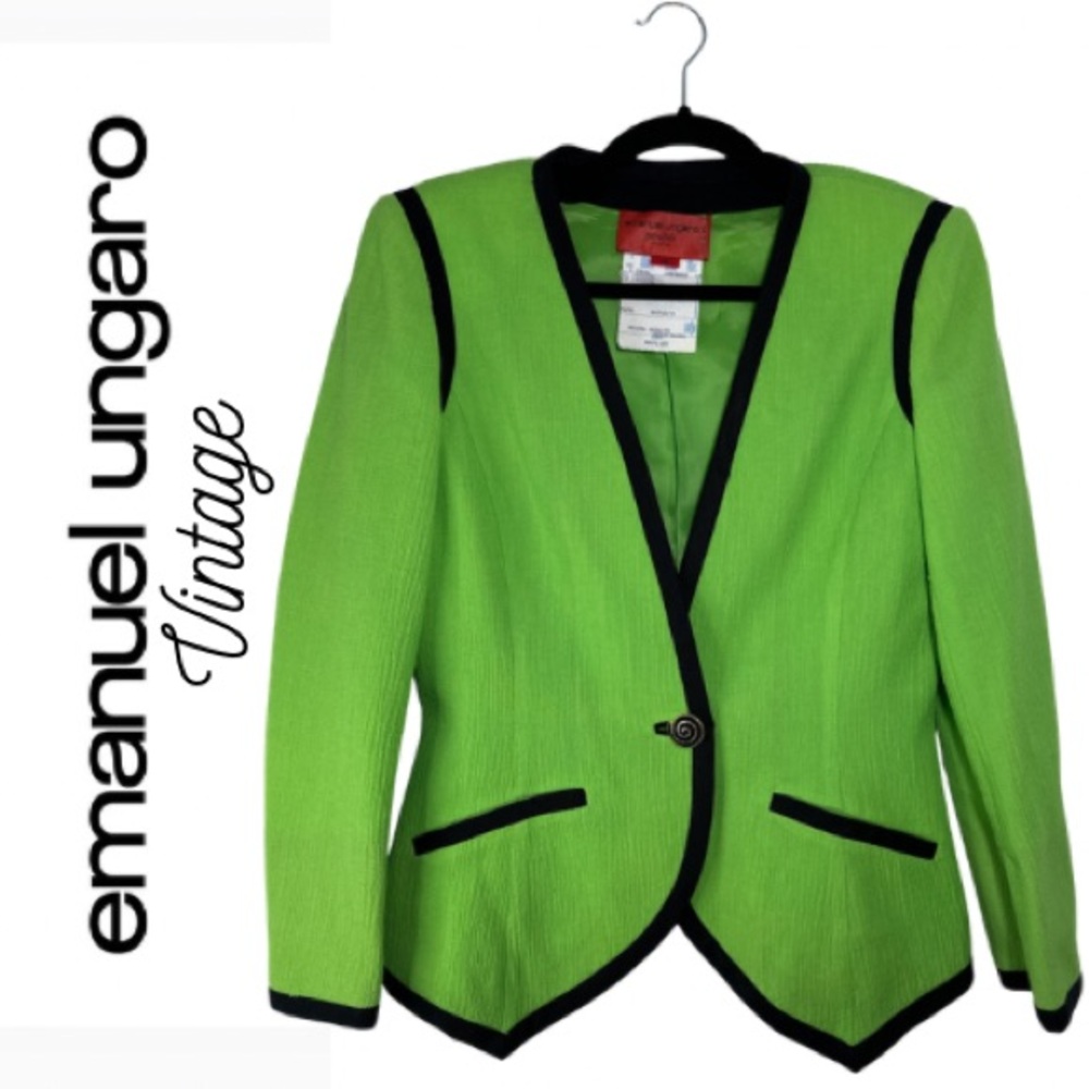 Emanuel Ungaro Lime Green Blazer with Black Trim
